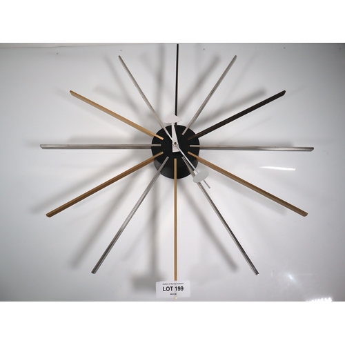 199 - Vitra Star Wall Clock by George Nelson - Featuring a pattern of chrome and brass spindles