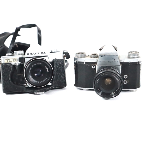 187 - Praktica 35mm SLR Cameras - TL3 f2.8 50mm Carl Zeiss Lens & Praktica VF with f2.8 35mm lens