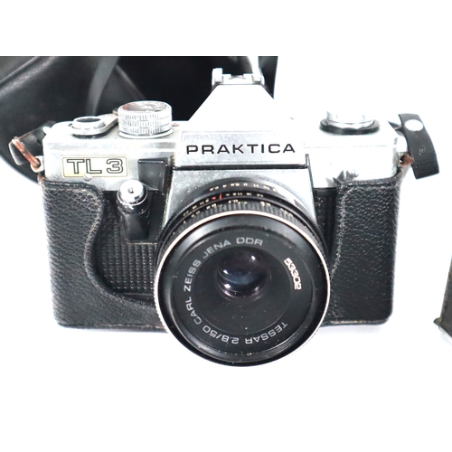 187 - Praktica 35mm SLR Cameras - TL3 f2.8 50mm Carl Zeiss Lens & Praktica VF with f2.8 35mm lens