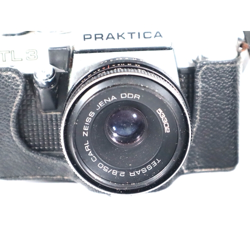 187 - Praktica 35mm SLR Cameras - TL3 f2.8 50mm Carl Zeiss Lens & Praktica VF with f2.8 35mm lens