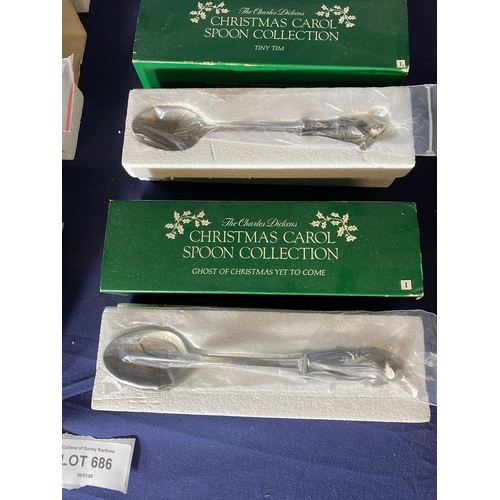 686 - Six The Charles Dickens Christmas Carol Spoon collection