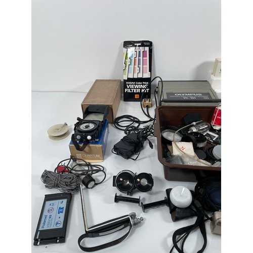 643 - A large quantity of photography related equipment including Olympus portable video cassette recorder... 