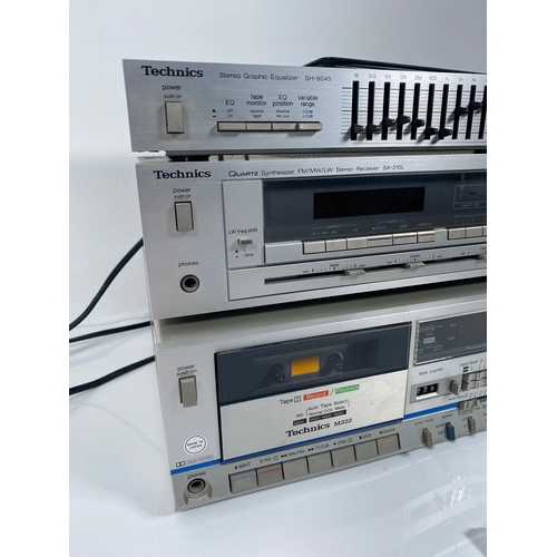 246 - Technics stereo graphic Equalizer SH-8045 , Quartz synthesizer Stereo receiver SA-210L and RS-M222 c... 