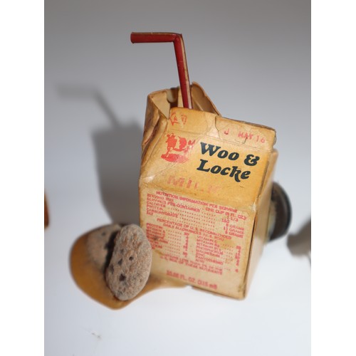 227 - Five Vintage 1980's Woo & Locke Fridge Magnets Rarer designes including milk carton, shopping basket... 