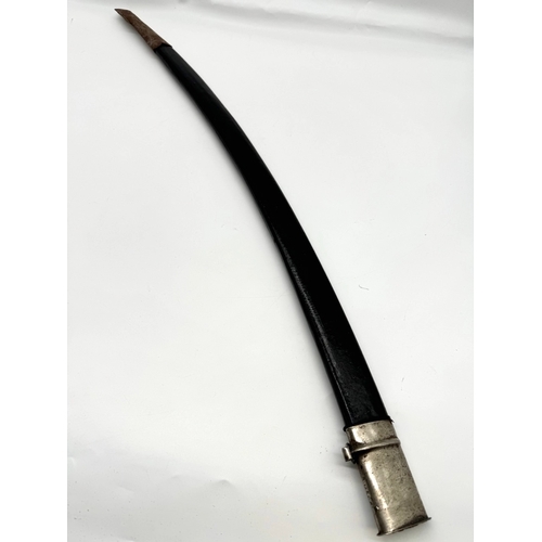 232 - Antique curved cavalry sword with scabbard