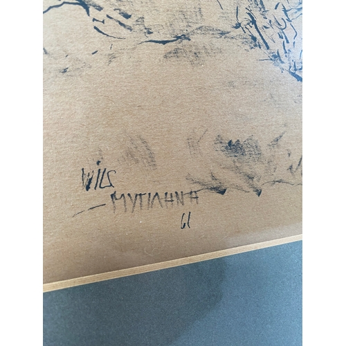 234 - Interesting Greek artwork signed Mytiahna previously owned by Dilys Powell 1901-1993 (BAFTA winning ... 