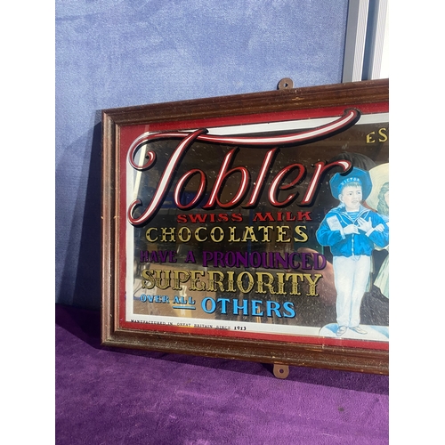 729 - Tobler Swiss milk chocolates Vintage glass Mirrored advertising sign