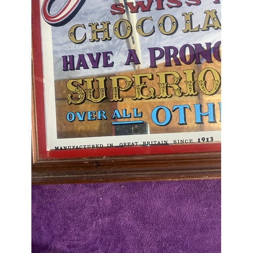 729 - Tobler Swiss milk chocolates Vintage glass Mirrored advertising sign