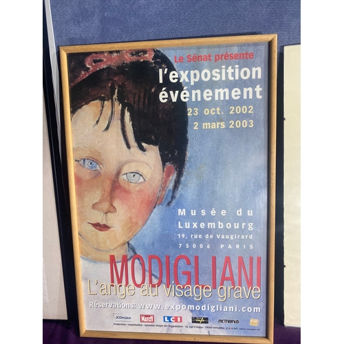 733 - Three framed posters including Modigliani, quoting Shakespeare and Animal Farm