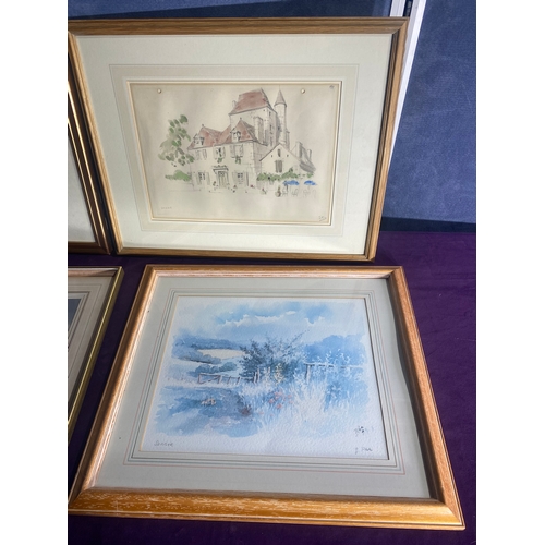 744 - A collection of Four signed watercolours