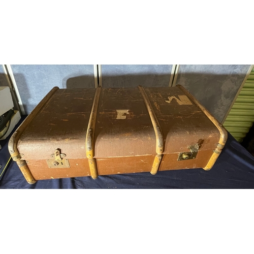 750 - Metal trunk and Vintage travel case.