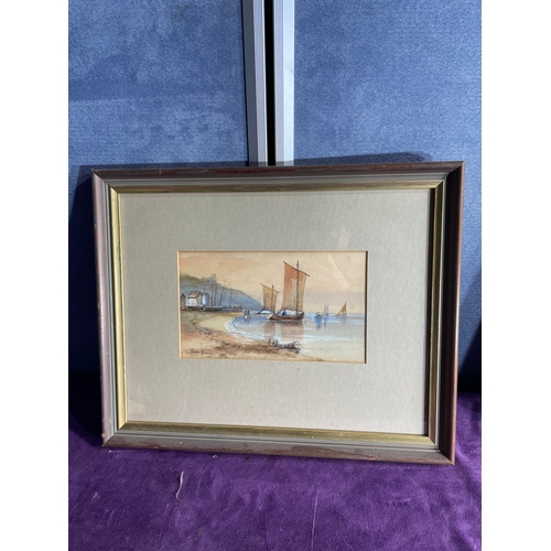 786 - Two Original signed water colours including Fishing Smacks 1875 by Sam Bough