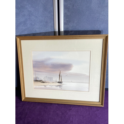 786 - Two Original signed water colours including Fishing Smacks 1875 by Sam Bough