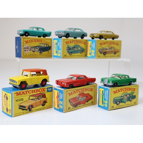 87 - Lesney Matchbox Series -  33b - Ford Zephyr 6 - Sea Green (BPW), 53c - Ford Zodiac Mk4 - Metallic Bl... 