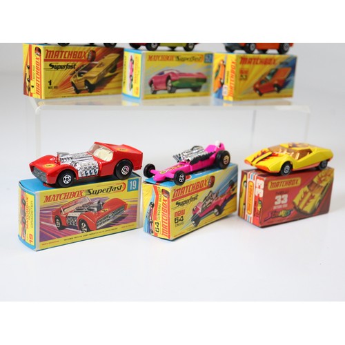 89 - Lesney Matchbox Superfast - 1f - Mod Rod - Yellow, 52c - Dodge Charger Mk3 - Green, 53d - Tanzara - ... 