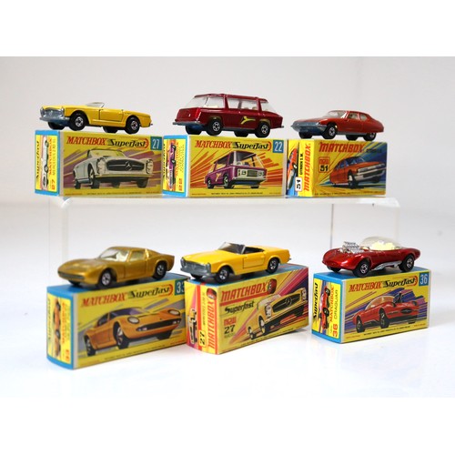 92 - Lesney Matchbox Superfast - 27d - Mercedes 230 SL - Yellow/Black (2), 22d - Freeman Inter City - Red... 