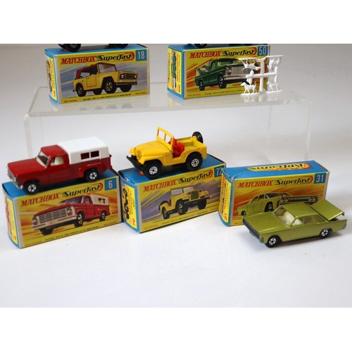 95 - Lesney Matchbox Superfast - 18e - Field Car - Light Yellow (Brown Roof), 50c - Ford Kennel truck - M... 