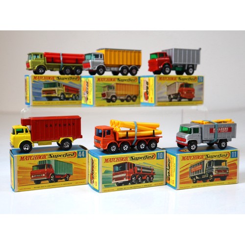 97 - Lesney Matchbox Superfast - 58c - DAF Girder Truck - Green, 47c - DAF Container Truck - Silver, 26c ... 