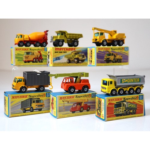 98 - Lesney Matchbox Superfast - 21d - Foden Concrete Truck - Yellow, 28d - Mack Dumper - Lime Green, 63c... 