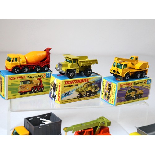 98 - Lesney Matchbox Superfast - 21d - Foden Concrete Truck - Yellow, 28d - Mack Dumper - Lime Green, 63c... 