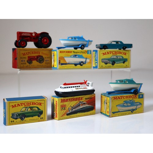 99B - Lesney Matchbox K-4 King Size International Tractor, Superfast 9 boat & Traiker (2), 31 Lincoln Cont... 