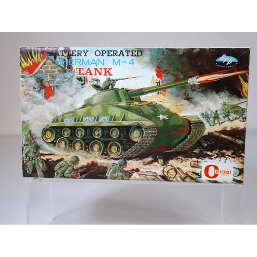 99C - BPP Battery Operated Sherman M-4 Tank Clifford Series in original box & Britains 1:32 9780 Half Trac... 