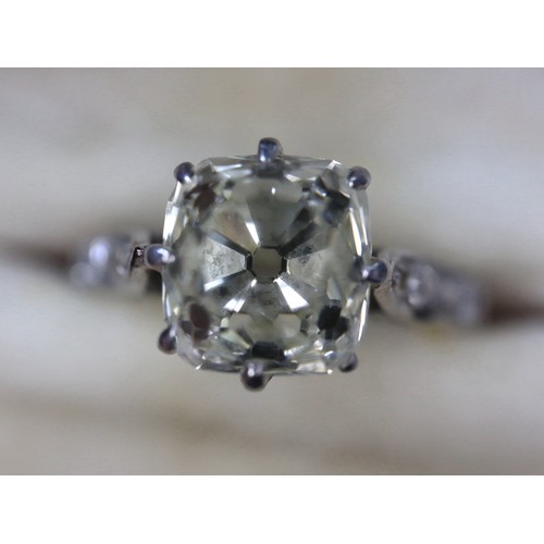 133 - Antique 18ct White Gold Square Cut Diamond Ring approximately 1.0-1.1ct Colour L Top Light Cape in C... 