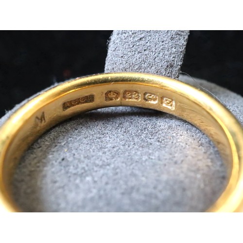 200 - 22ct yellow gold wedding band Size L, Weight 6.6g