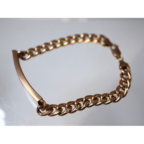 201 - 9ct Yellow Gold Identity Curb Link Bracelet - 9.1g