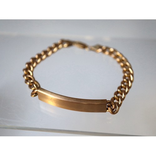 201 - 9ct Yellow Gold Identity Curb Link Bracelet - 9.1g