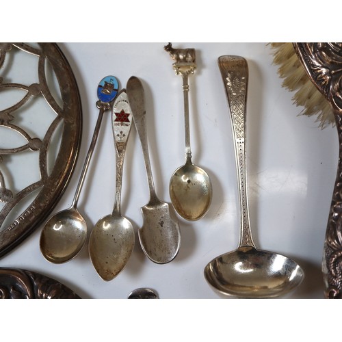 208 - A group of various Victorian to Early 20th century  Sterling Silver Cutlery, vanity set, bowl, selle... 