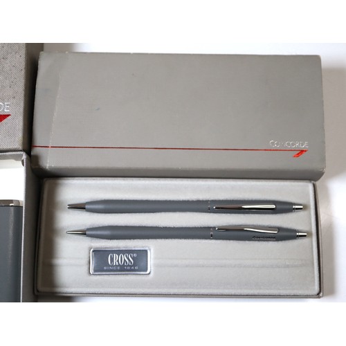 210 - British Airways Concorde Whisky Flask & Cross Ballpoint pen and pencil in original boxes