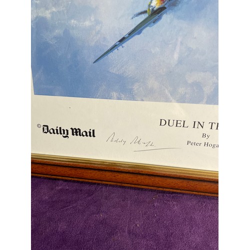 716 - Daily Mail Duel in the sky Artist proof signed print by Artist Peter Hogan and Wing Commander Paddy ... 