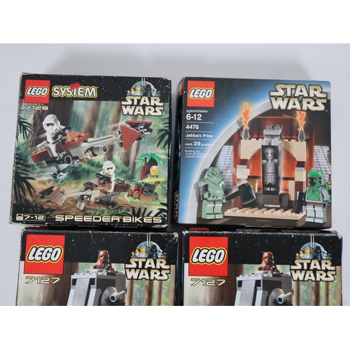 34 - LEGO Star Wars - 7122 Speeder Bikes, 7127 Imperial AT-ST (2), 7143 Jedi Starfighter, 4476 Jabba's Pr... 