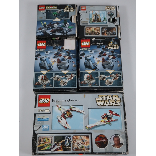 34 - LEGO Star Wars - 7122 Speeder Bikes, 7127 Imperial AT-ST (2), 7143 Jedi Starfighter, 4476 Jabba's Pr... 