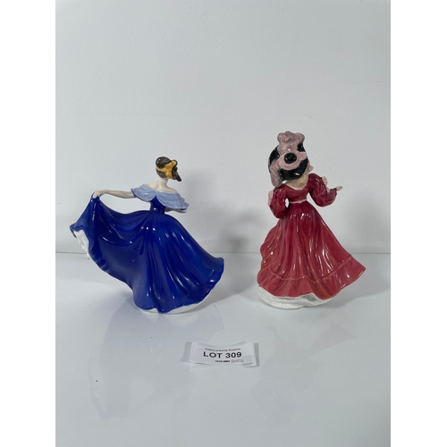 309 - Royal Doulton Elaine and Patricia figurines/ornaments.