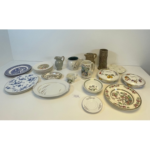 310 - Quantity of ceramics including decorative plates jugs and dishes.