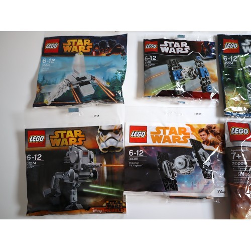 115 - LEGO Star Wars Micro Vehicle Polybags Sealed - Including 20009 AT-TE Walker, 8028 TIE Fighter, 30006... 