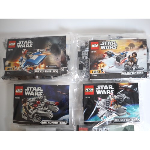 134 - LEGO Star Wars Microfighters 75032, 75195, 75033, 75029, 75030, 75196 - Complete Sealed Bags with in... 