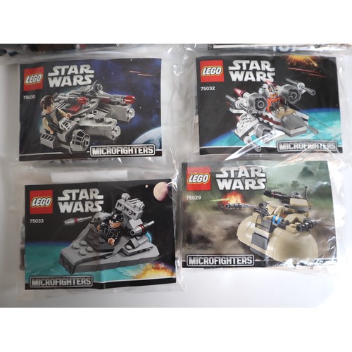 134 - LEGO Star Wars Microfighters 75032, 75195, 75033, 75029, 75030, 75196 - Complete Sealed Bags with in... 