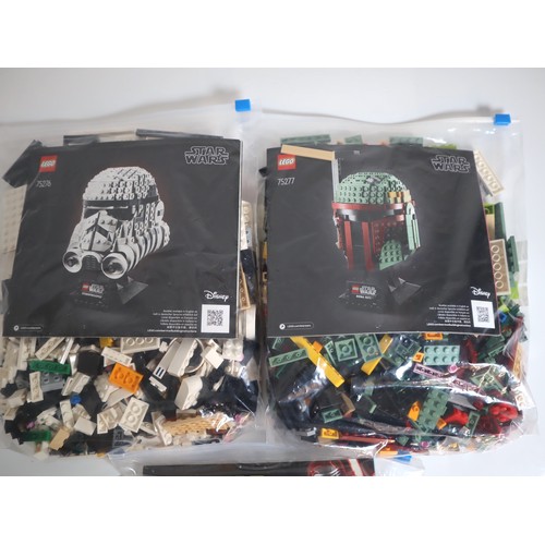 136 - LEGO Star Wars 75278 D-O Droid, 75276 Stormtrooper Helmet , 75277 Boba Fett Helmet - Complete with i... 