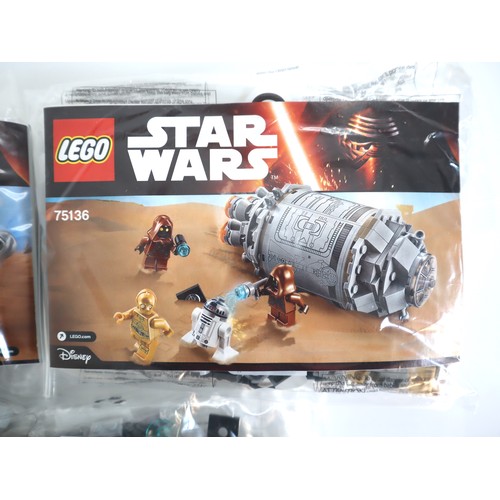 145 - LEGO Star Wars - 75215 / 75136 / 75099 - Complete Sealed Polybags + Instructions + Minifigures - No ... 