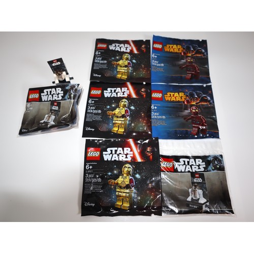 108 - LEGO Star Wars C-3PO 5002948 (3), TC-4 (2) 5002122 + R3-M2 6177628 (2) Sealed Minifigure Polybags