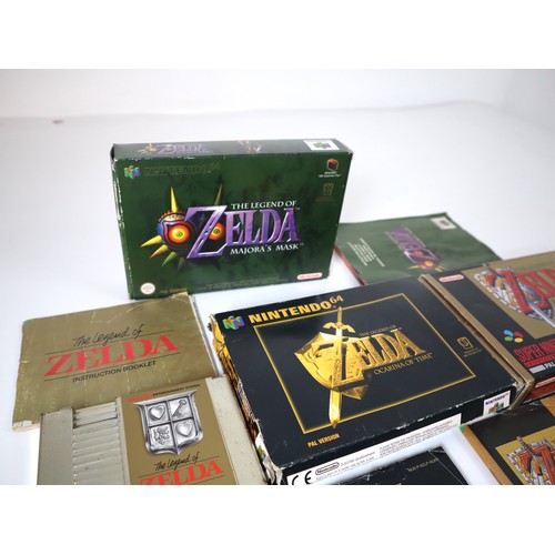 121 - Nintendo N64 Zelda Ocarina of Time (Boxed), Zelda Majoras Mask (Box only), Super NES The Legend of Z... 