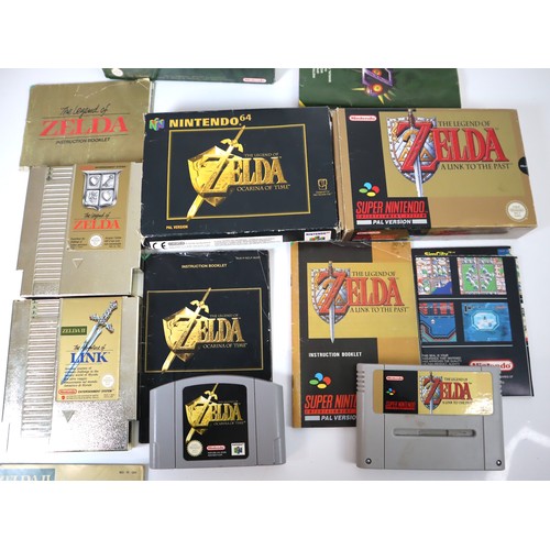 121 - Nintendo N64 Zelda Ocarina of Time (Boxed), Zelda Majoras Mask (Box only), Super NES The Legend of Z... 