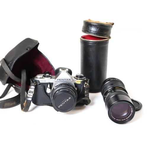 155 - Asahi Pentax ME SLR Camera with Pentax M f1.7 50mm lens & Vivitar f3.8 70-150mm lens