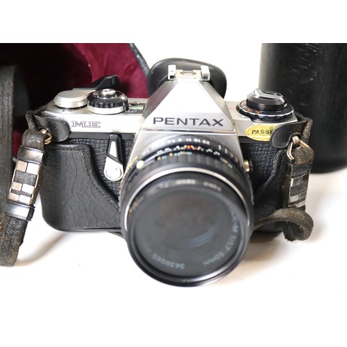 155 - Asahi Pentax ME SLR Camera with Pentax M f1.7 50mm lens & Vivitar f3.8 70-150mm lens