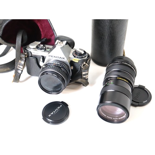 155 - Asahi Pentax ME SLR Camera with Pentax M f1.7 50mm lens & Vivitar f3.8 70-150mm lens