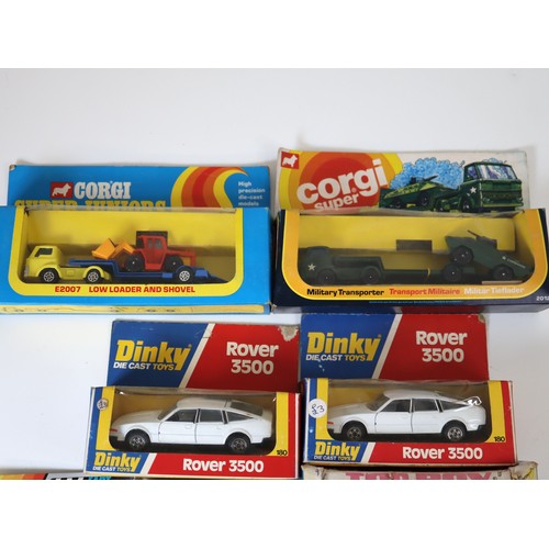 11 - Collection of Die-Cast models such as Dinky Toys 180 Rover 3500 (2), Corgi Super Juniors E2007 Low L... 