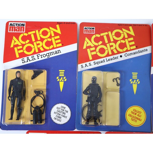 24 - 5 x 1980's Action Man Action Force Carded Action Figures - Red Shadow, S.A.S Frogman, S.A.S Squad Le... 